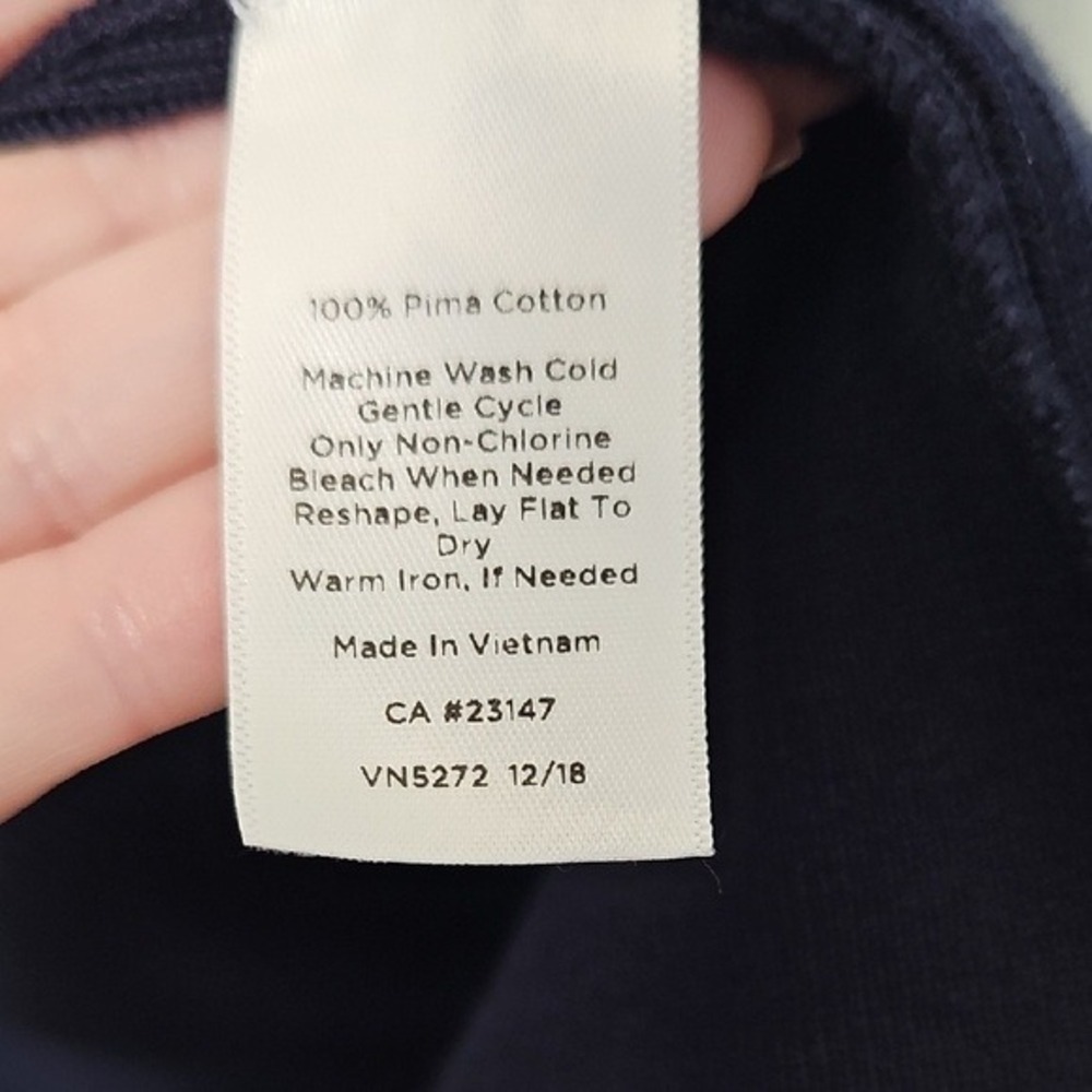 Talbots Classy Casual Ribbed Longline Navy Blue Open Front Pima Cardigan Large - Picture 6 of 8
